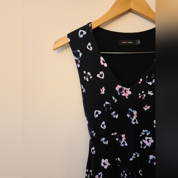 Maternity Dress, Stork and Babe - Black with flowers XS - Picture 2 of 2